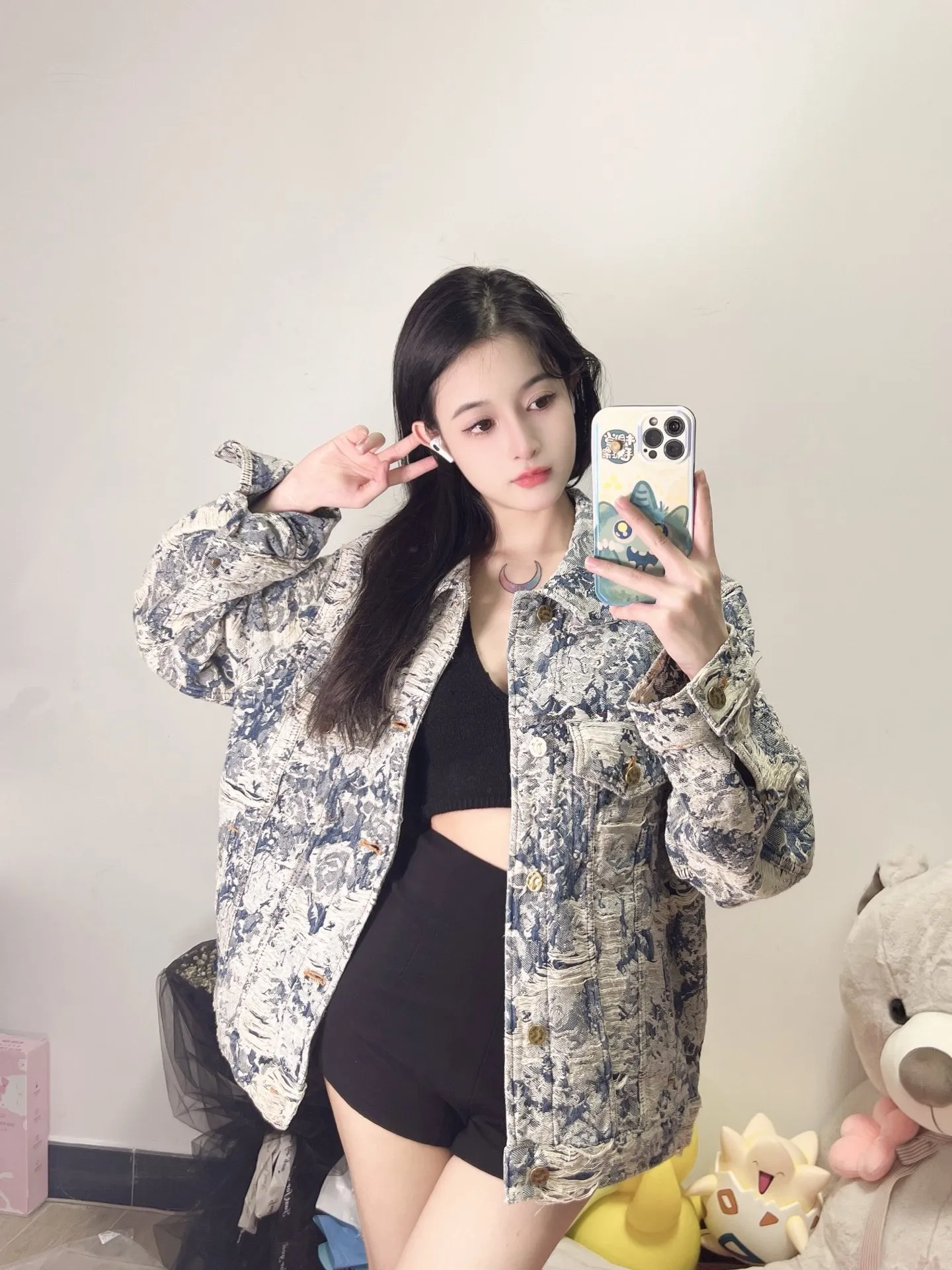 Louis Vuitton/Louis Vuitton Retro floral fringed denim jacket